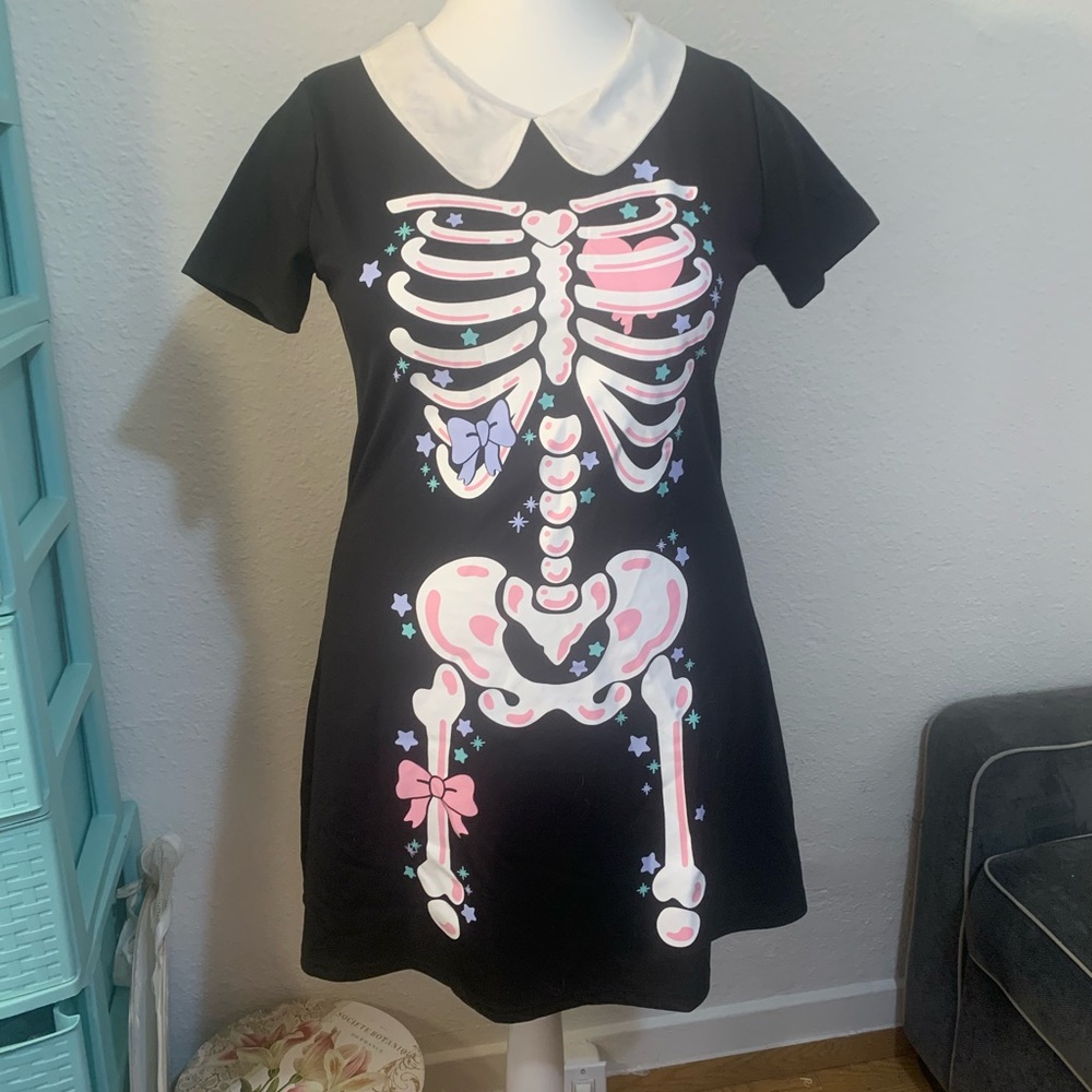 Dolls Kill Black Skeleton Mini Dress